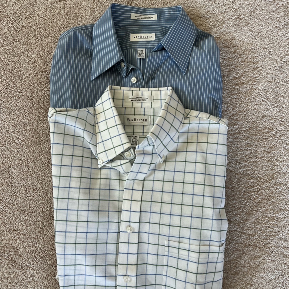 2 NWOT Van Heusen Men’s Long Sleeve Button Down Shirts
